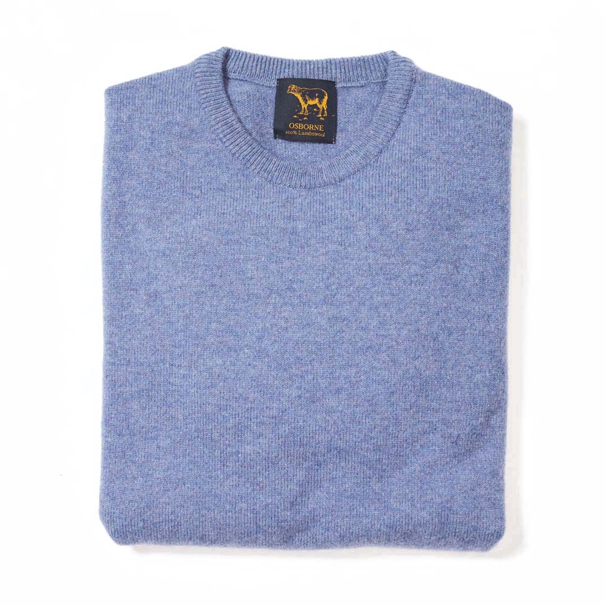 Osborne Knitwear Trui met ronde hals - Sweater heren in Lamswol - Pullover Heren - Blue Lovat - 3XL