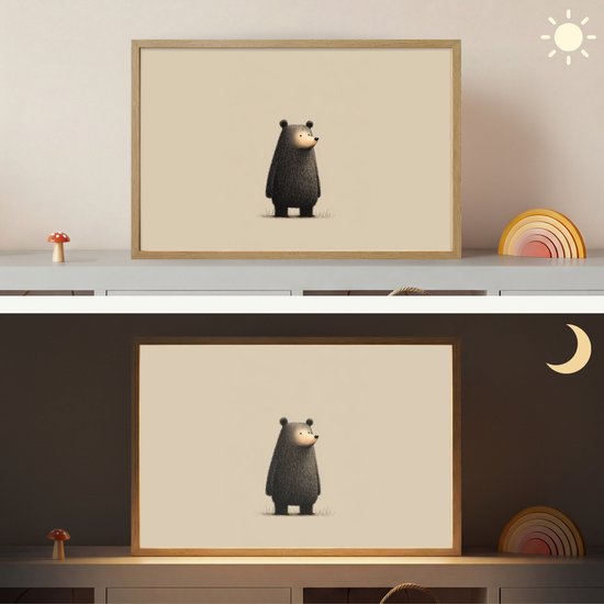 Nachtlampje 60x40 cm - Kinder lamp - Beer - Donkerbruin - Minimalistisch - Tafellamp kinderkamer draadloos - Slaapkamer lampje - Bedlamp kinderen - Kinderlampje - Wandlamp babykamer - Nachtlampjes van Merkloos — afbeelding 4
