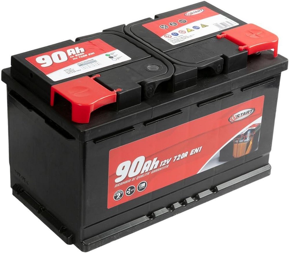 Krachtige 90AH 12V Auto Accu met 720A Startvermogen, Rechts Pool