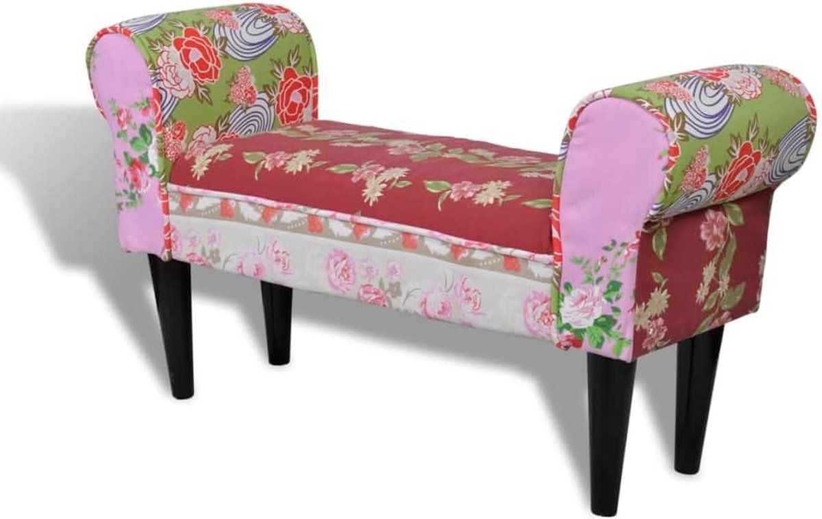 Voetenbankje en Poef in Kleurrijk Bloemen Patchwork Ontwerp