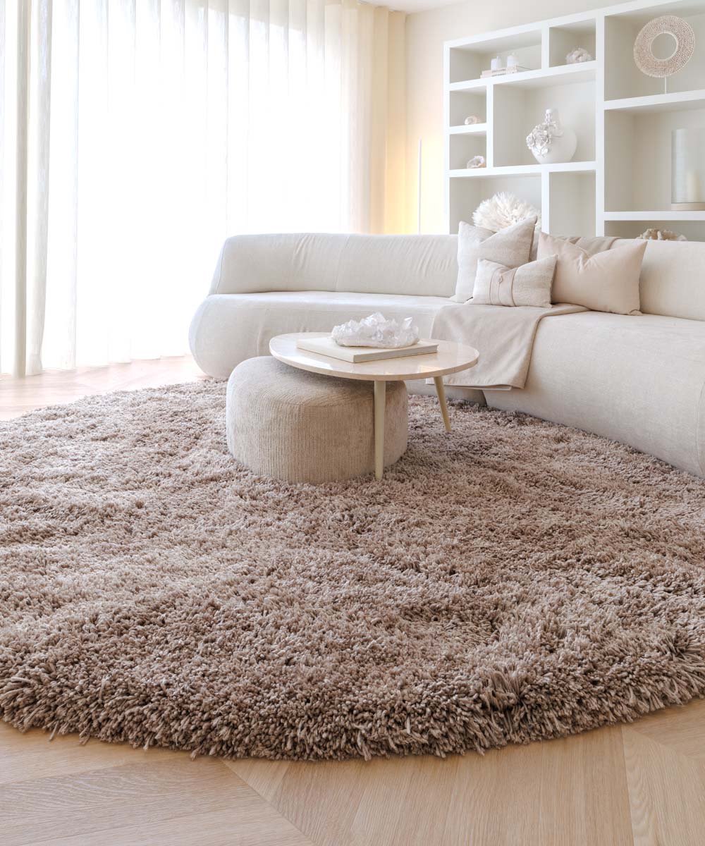 Shaggy vloerkleed rond - Sveve zandkleur 120 cm