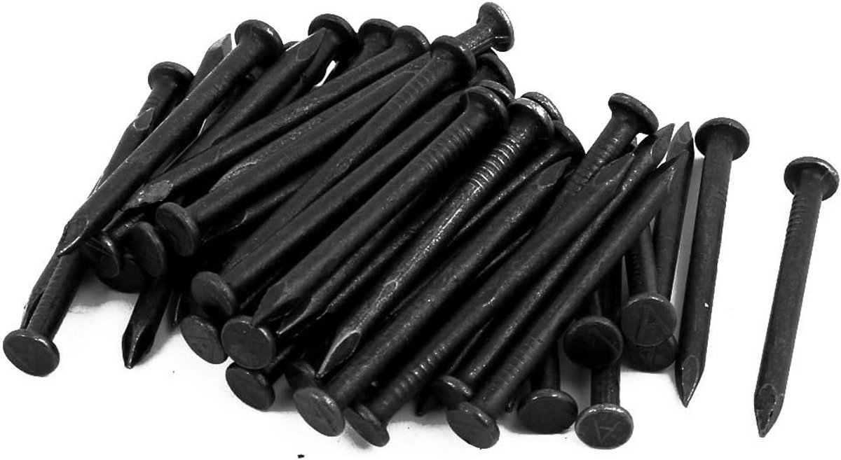 50x Zwarte Carbonstaal Spijkers voor Cement en Muurbevestiging - 3.5 cm
