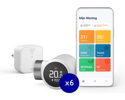 tado° Slimme Radiatorknop Starterskit X – Slimme Thermostaatknop – incl. Matter Bridge & 6 Radiatorknoppen – Zwart/Wit