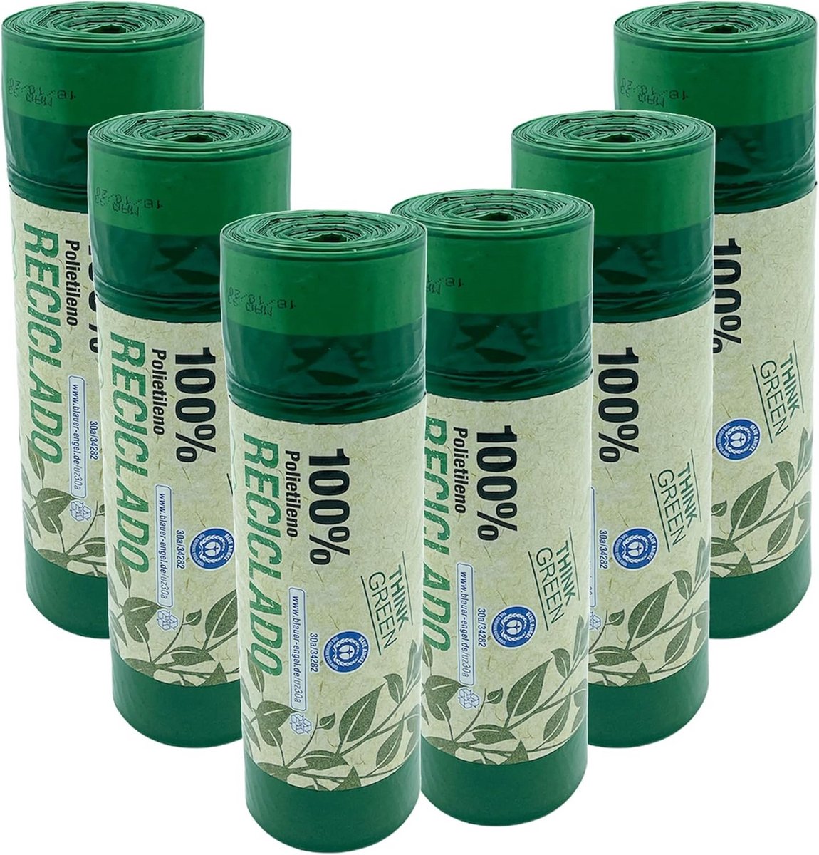 Vuilniszakken 30L met Zelfsluiting - 120 Stuks - 100% Gerecycled