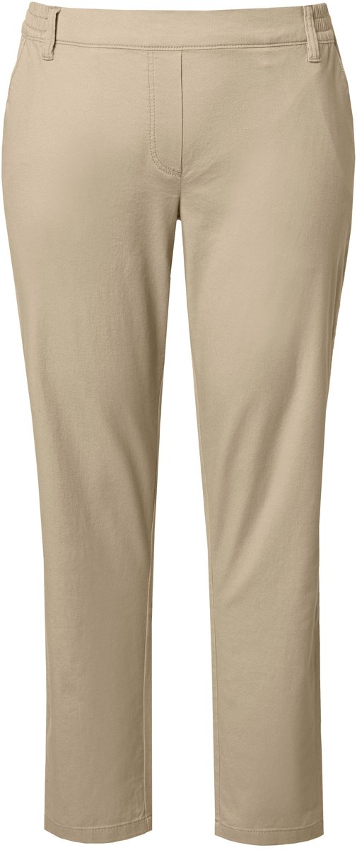 Ulla Popken - Dames - Chino Rena deels elastische tailleband toelopende pijpen - Zachttaupe - Maat 48