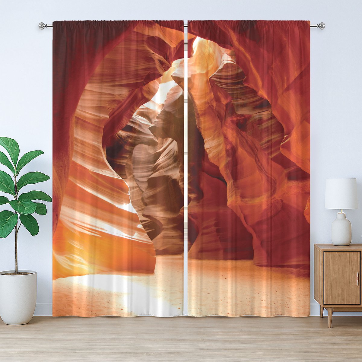 ABAKUHAUS Verenigde Staten van Amerika Rustiek Gordijn, Grand Canyon in Colorado, met Bandjes, Lussen en Haken , 280 x 225 cm, Rood Oranje Bruin