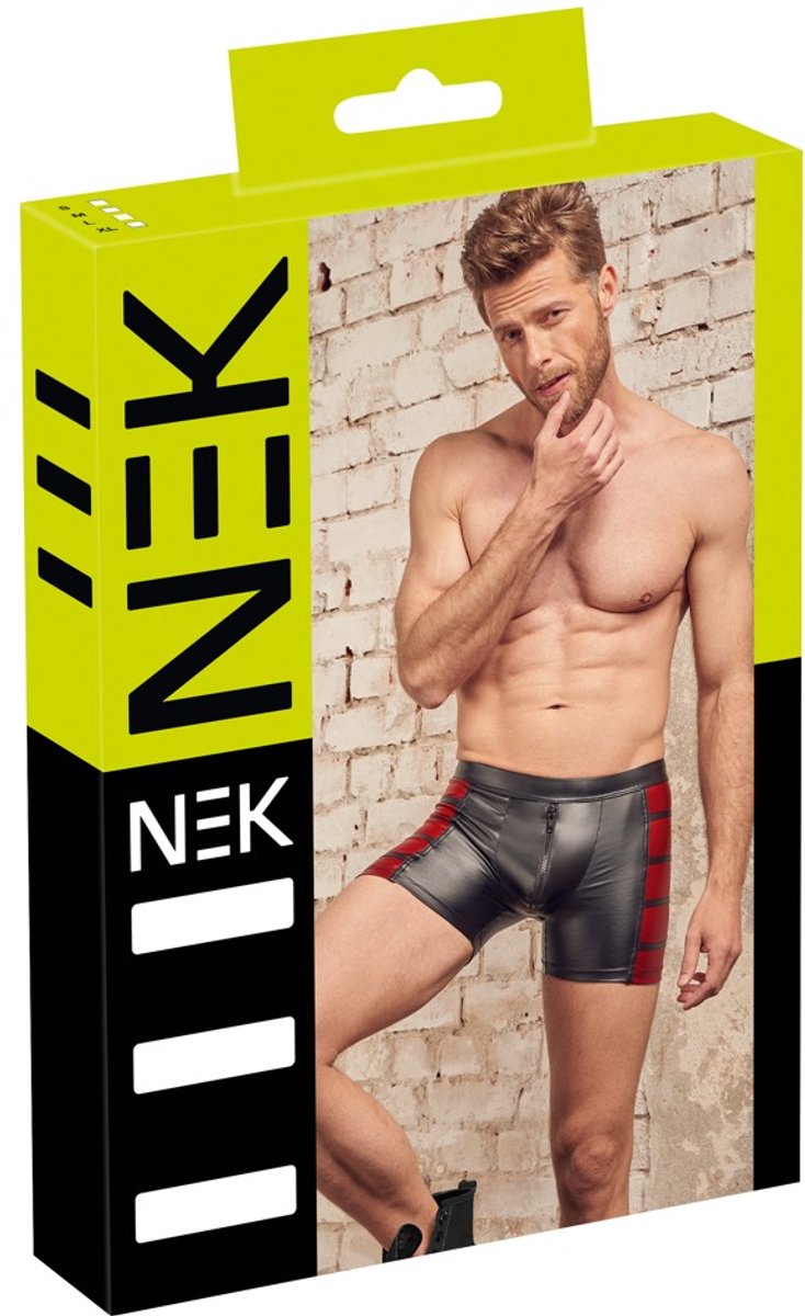 IQYU Lingerie voor heren, latex, hoogglans-pvc, sexy, open vijl, shaping, ritssluiting, hoge