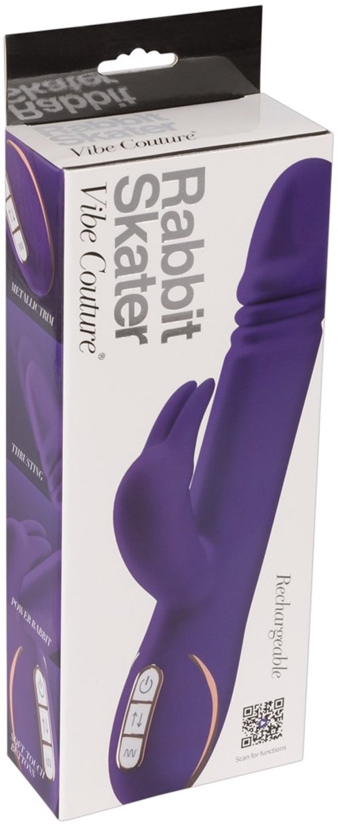 Vibe Couture – Oplaadbare Rabbit Skater Stoot Vibrator met Stimulatie Ribbels en Eikel – 23 cm – Paars