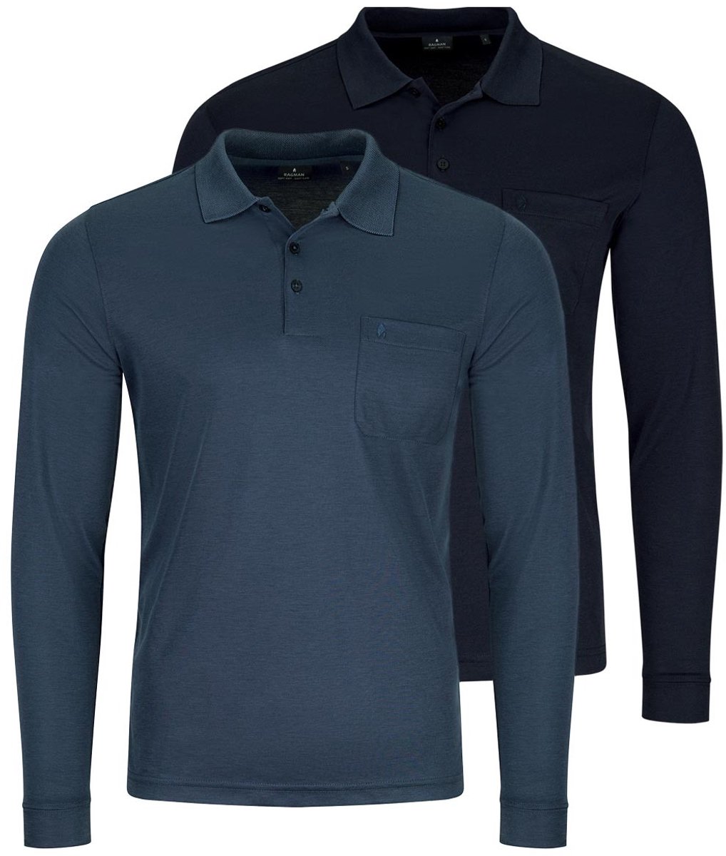 RAGMAN Heren poloshirt 2 pack Basic