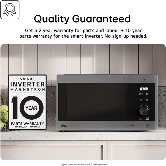 LG MH6535GDH magnetron met grill en digitaal display, 25 liter en 1000 W, smart-inverter-functie en EasyClean, koken sneller, behoudt smaak en voedingsstoffen, wit