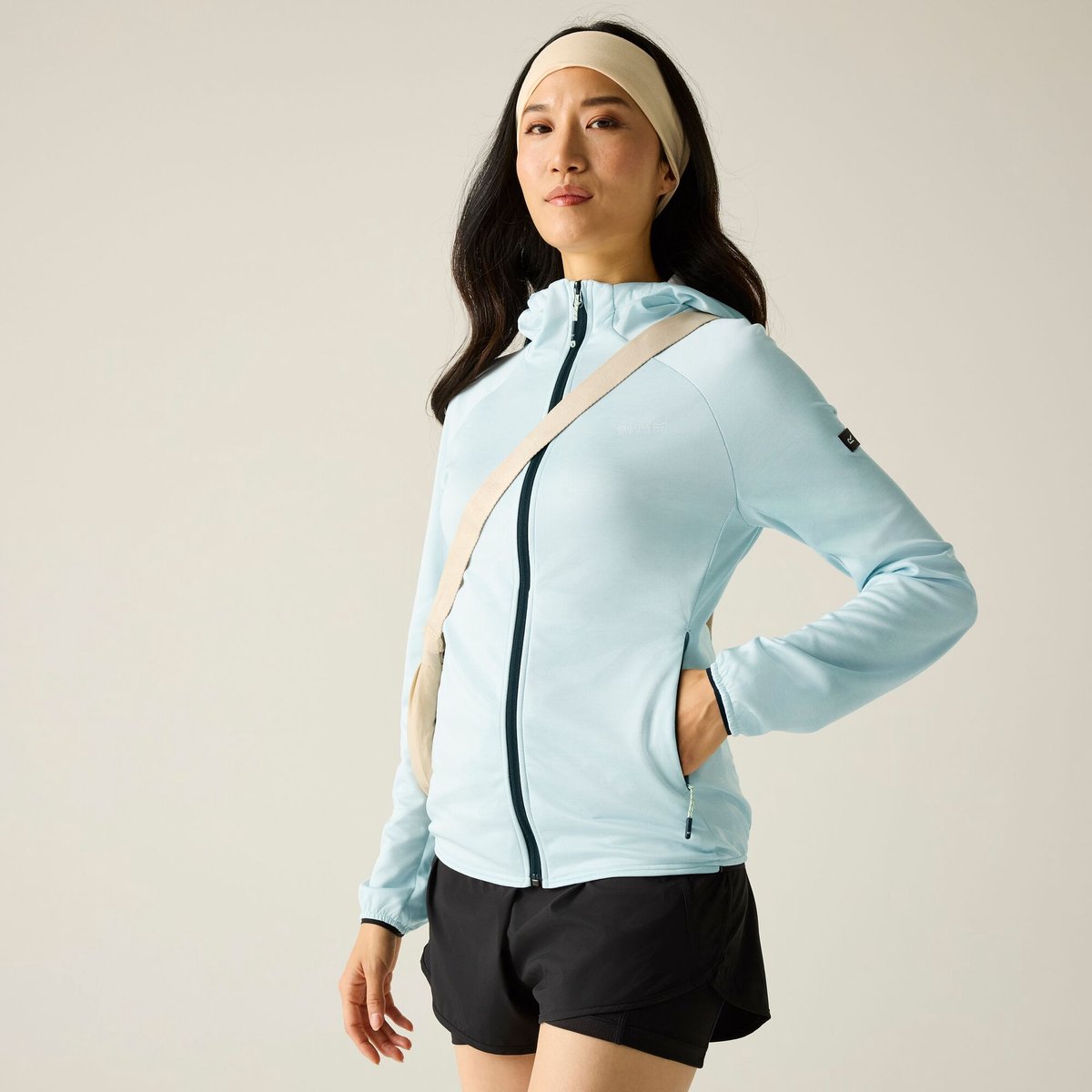 Dames Ferna Marl Full Zip Hooded Stretch Midlayer
