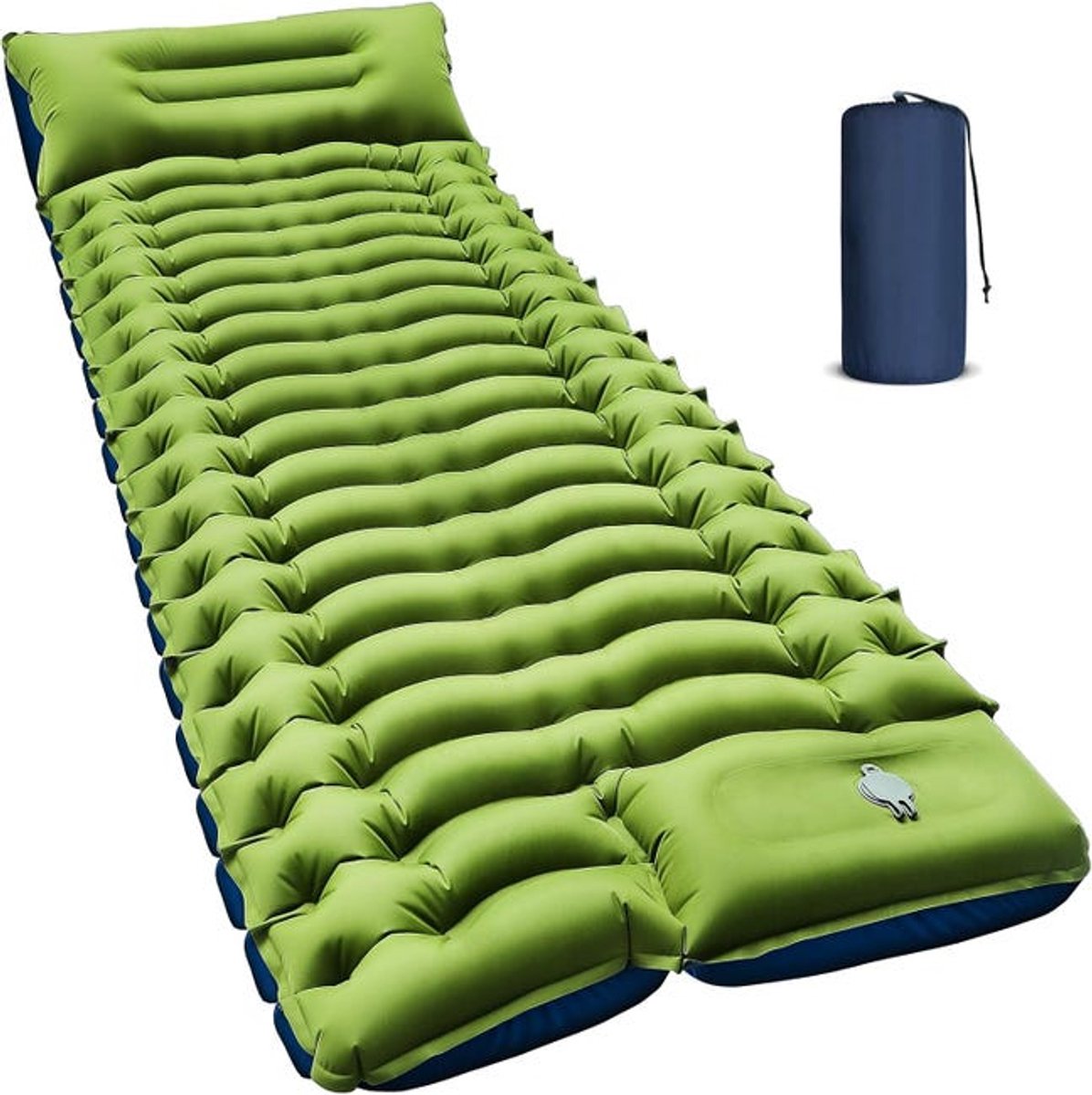 Campingmatras, ultralichte zelfopblazende matras met kussen en ingebouwde voetpomp, draagbare en compacte opblaasbare campingmatras, geschikt Geschikt voor lange reizen.