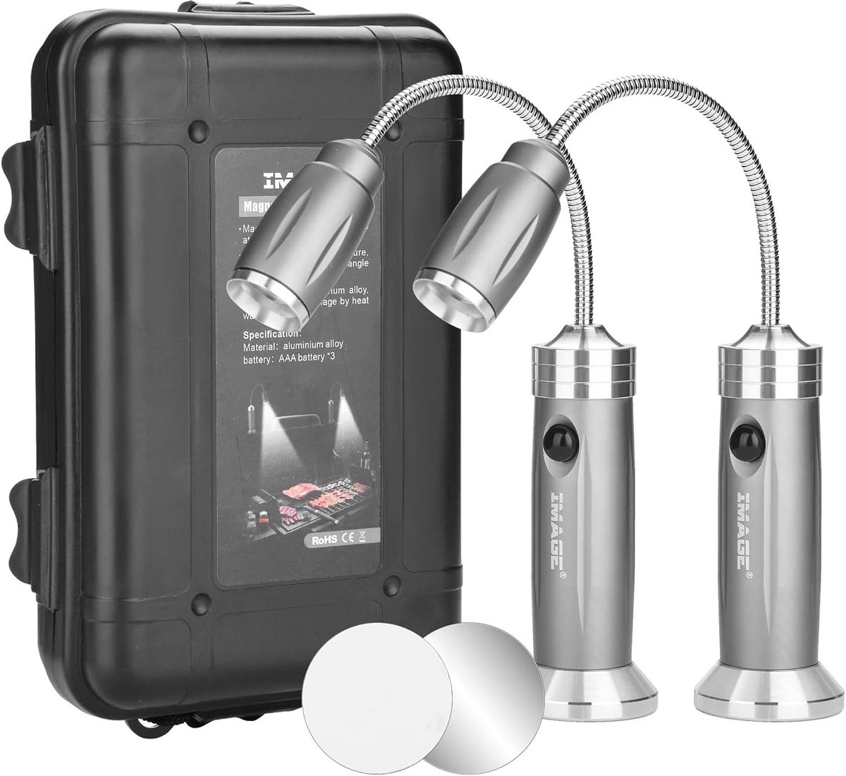 Grilllamp set van 2, magnetische led-verlichting met 360 graden draaibaarheid voor buitengebruik, perfect voor barbecues en picknicks