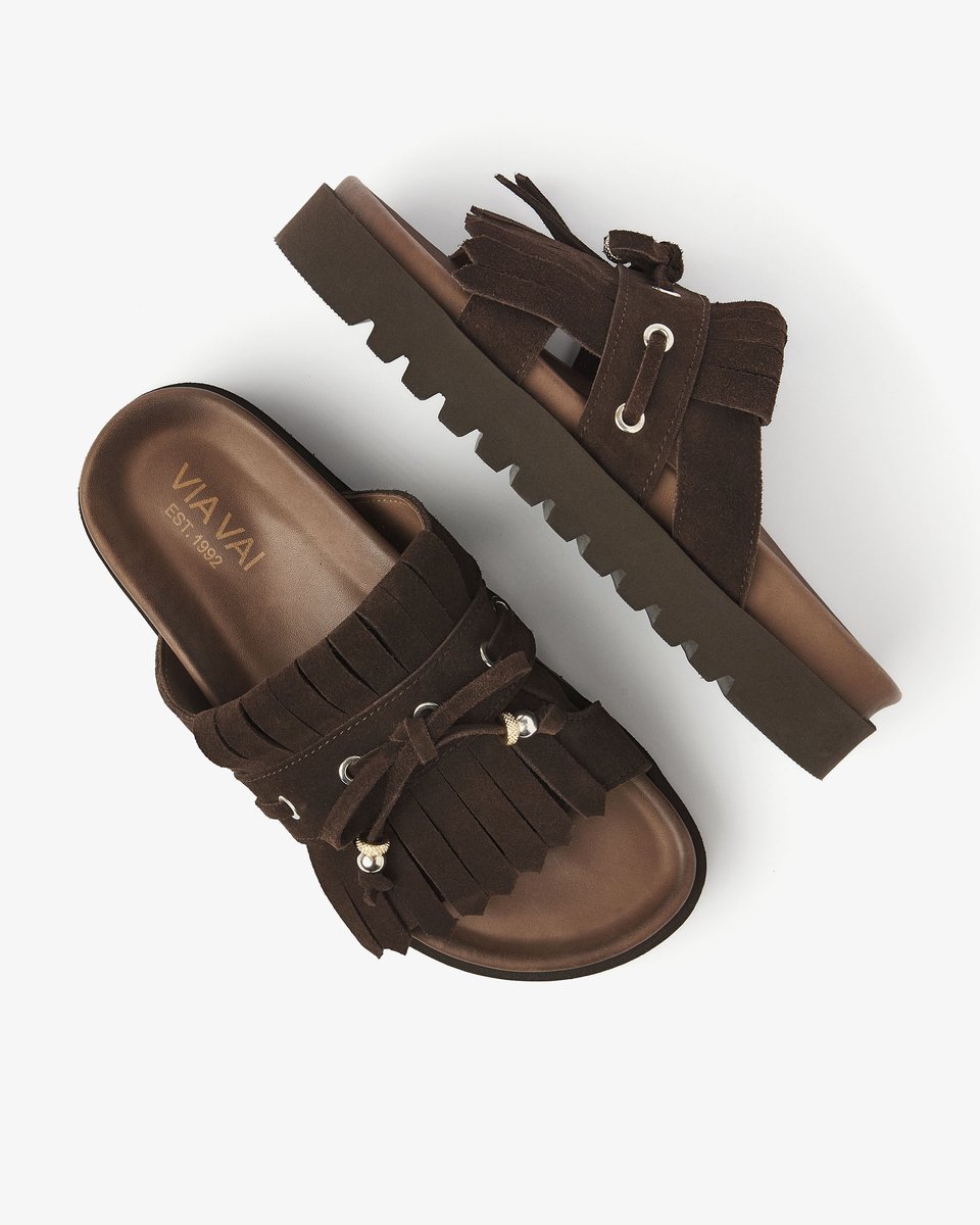 VIA VAI Rae Laila Sandalen Dames - Suède - Bruin - Maat 42
