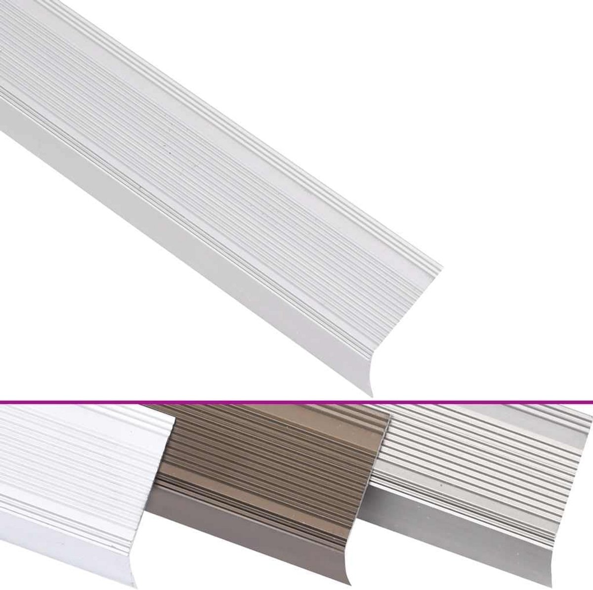 5x L-vormige Trapneus Aluminium Zilverkleurig 100 cm - Trapprofiel voor Traptreden