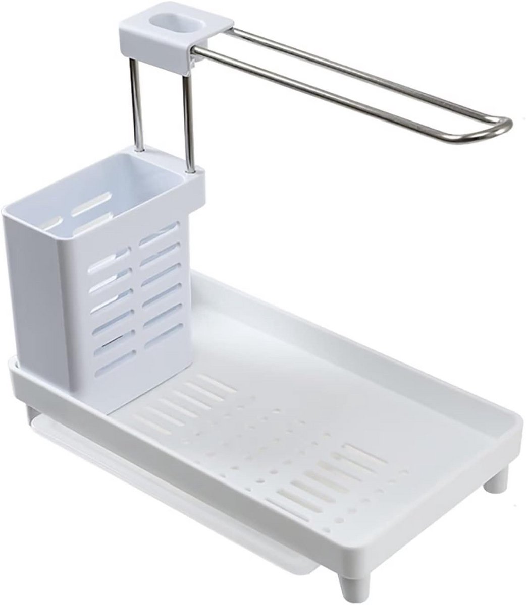 Multifunctionele Gootsteenorganizer met Afdruipbak – Roestvrij Staal Keukenaccessoire