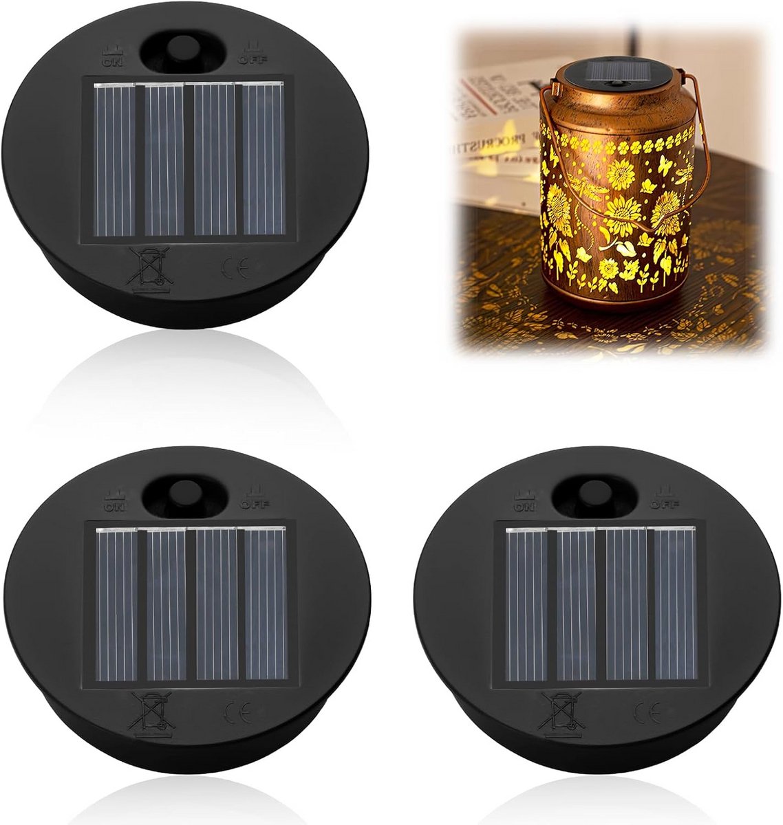 Reserveonderdelen voor zonnepaneel, 7 cm vervangend zonnepaneel voor tuinverlichting, 1,2 V, 600 mAh, IP65 waterdicht