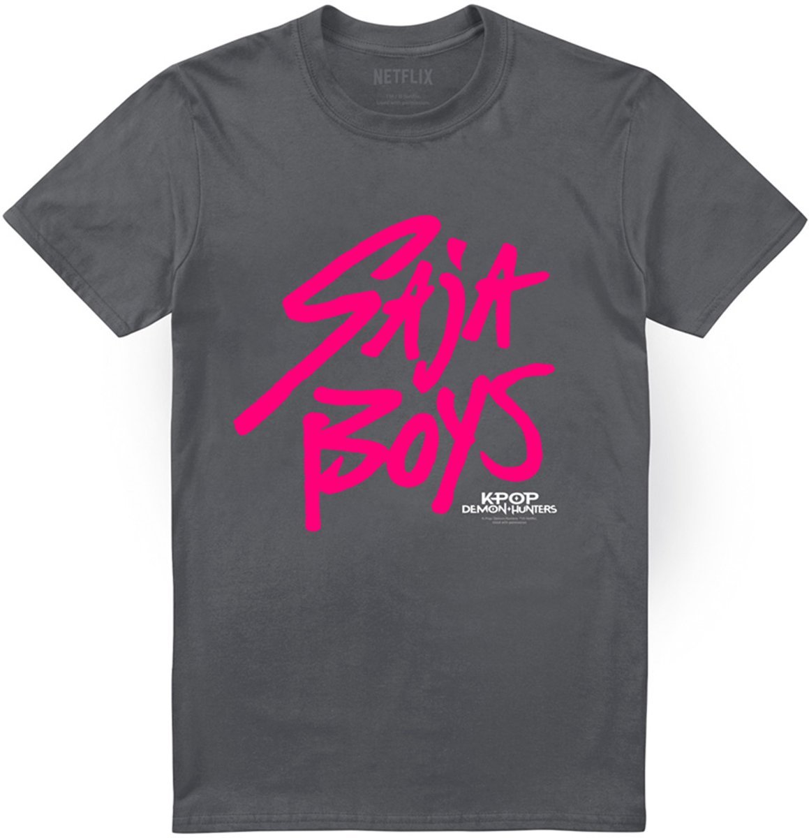 Kpop Demon Hunters Saja Boys Pink Logo Heren T-Shirt - Antraciet - XL