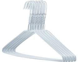 Hangerworld Kleerhangers met 20 draden, 40 cm, wit, met indraaiing, metalen kleerhanger, extra plat