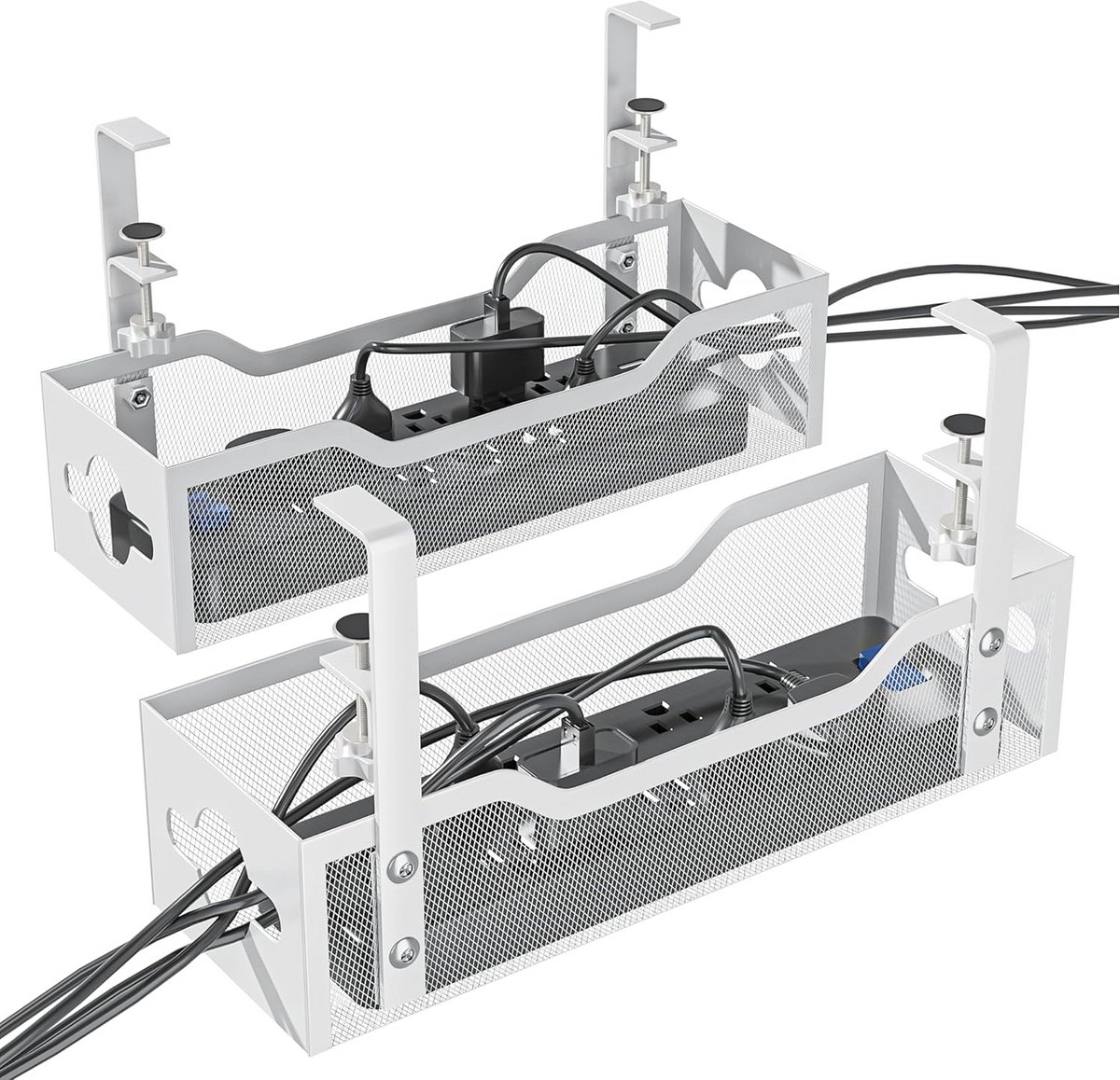 Onder bureau kabelmanagement tray - 2-pack voor een nette werkplek zonder schade