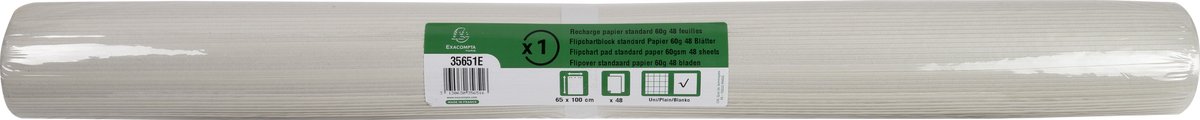 Exacompta 5x Navulling voor conferentiebord - standaardpapier 60g - 48 effen vellen 65x100mm. - Wit - 35651E
