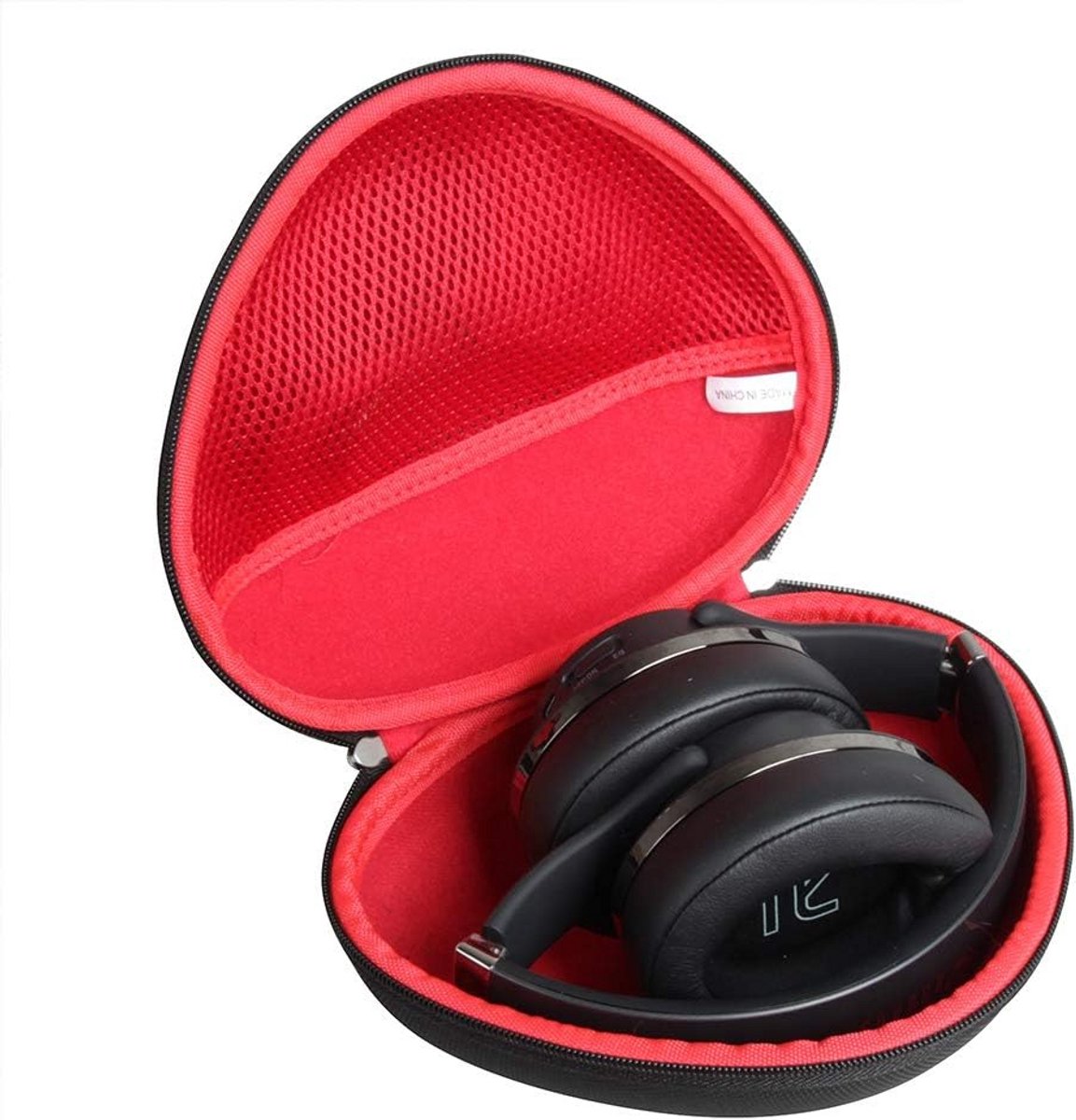 Hard Travel Case voor Bluetooth Hoofdtelefoon Over Ear - Zwart met Binnenrood