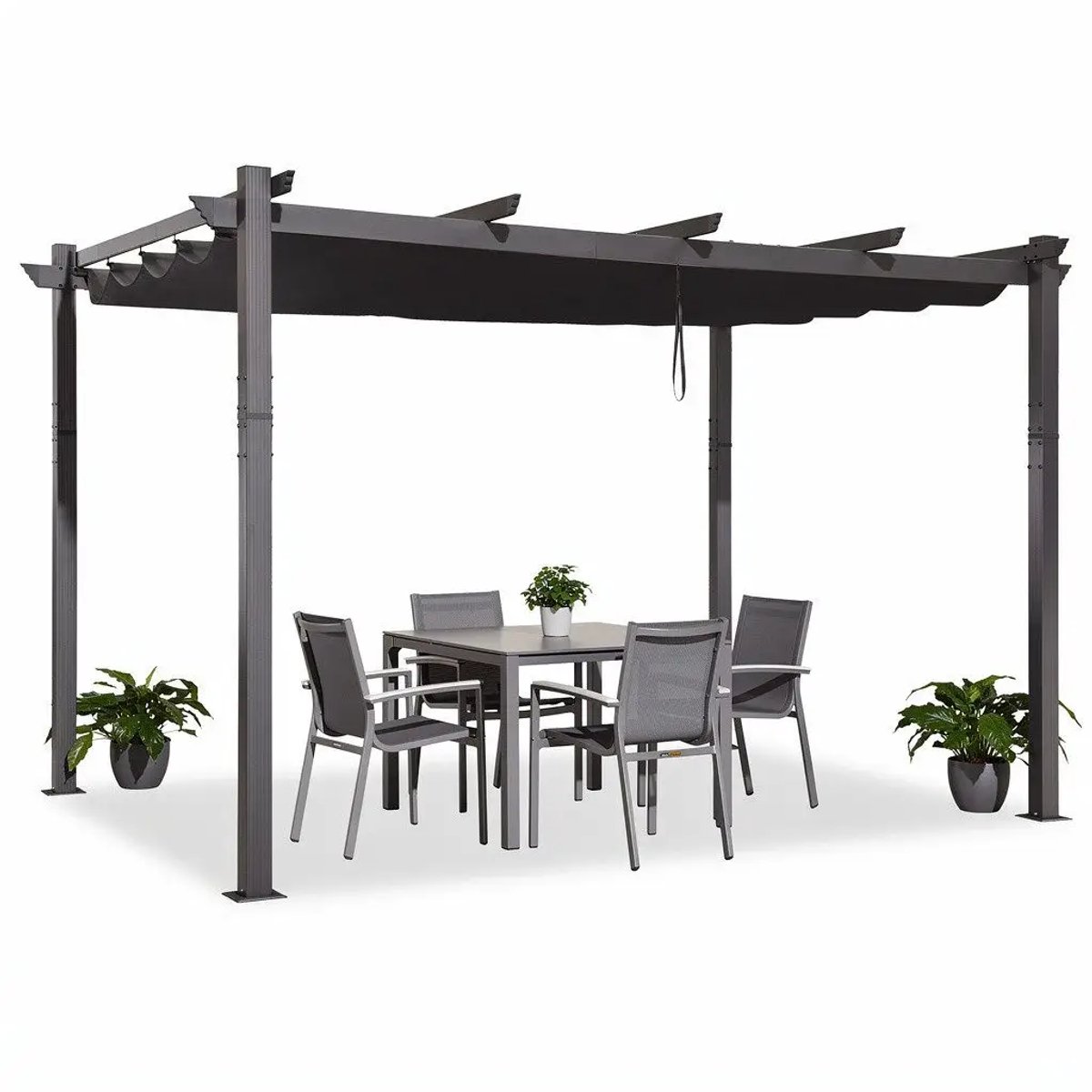 PURPLE LEAF Pergola – Stevig Aluminium Frame – Verstelbaar Zonnedak – UV-bestendig Doek – Roestvrij en Weerbestendig