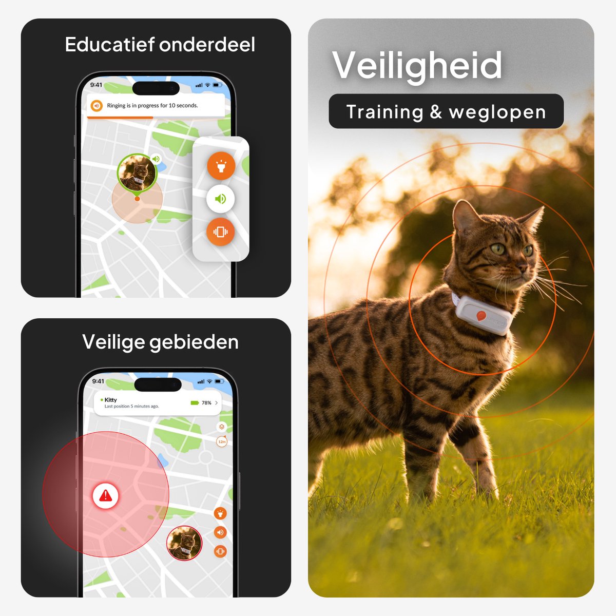 Weenect Cat XS Black edition - NIEUWE GPS-kattenhalsband | Real-time GPS-minitracker voor katten | Kleinste op de markt | Abonnement | Halsband inbegrepen | Levenslange garantie thumbnail 6