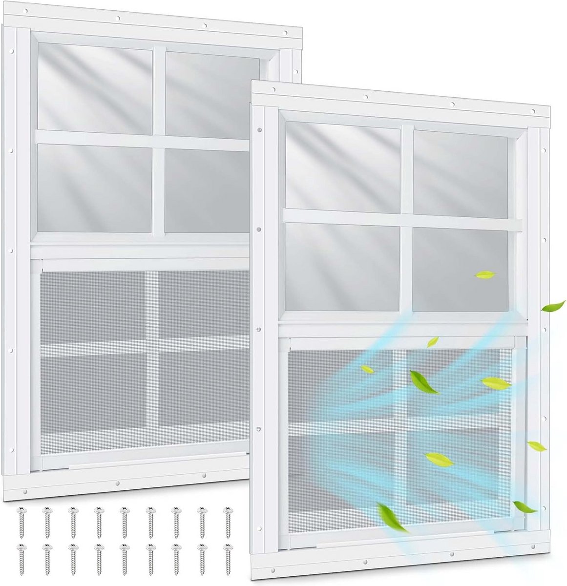 Set van 2 Schuiframen voor Buitenconstructies met Gehard Glas en Hor