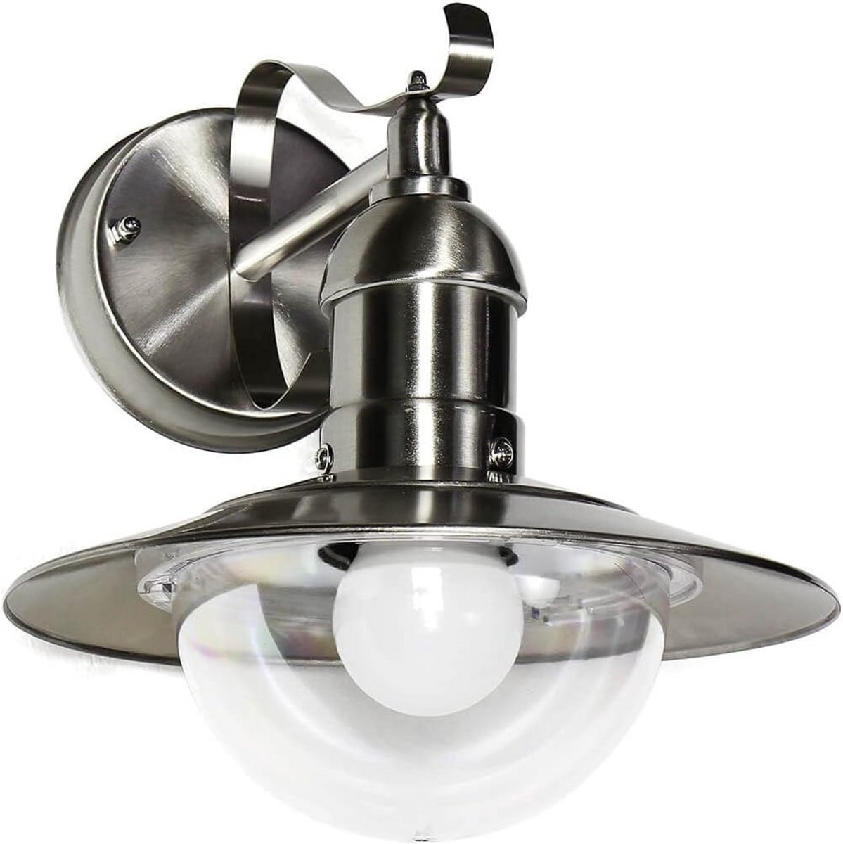 Buitenwandlamp metaal kunst glas in zilver IP44 tuinterras B: 24 cm E27 Rustiek Maritiem b
