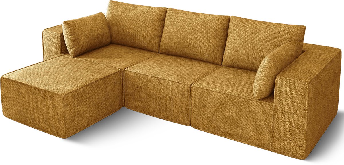 Fukstern Hoekbanken hooge Ergonomische Comfort - Multifunctioneel L-vormige moderne hoekbank - Modulair Ontwerp - Geel