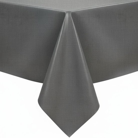 Nappe Aspect Lin Gris Foncé 140x300cm - Nappe Lavable - Plastique