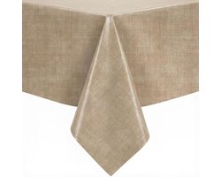 Protecttable - Tafelzeil Linnenlook Beige 140x140cm - Tafelkleed Afwasbaar - Kunststof
