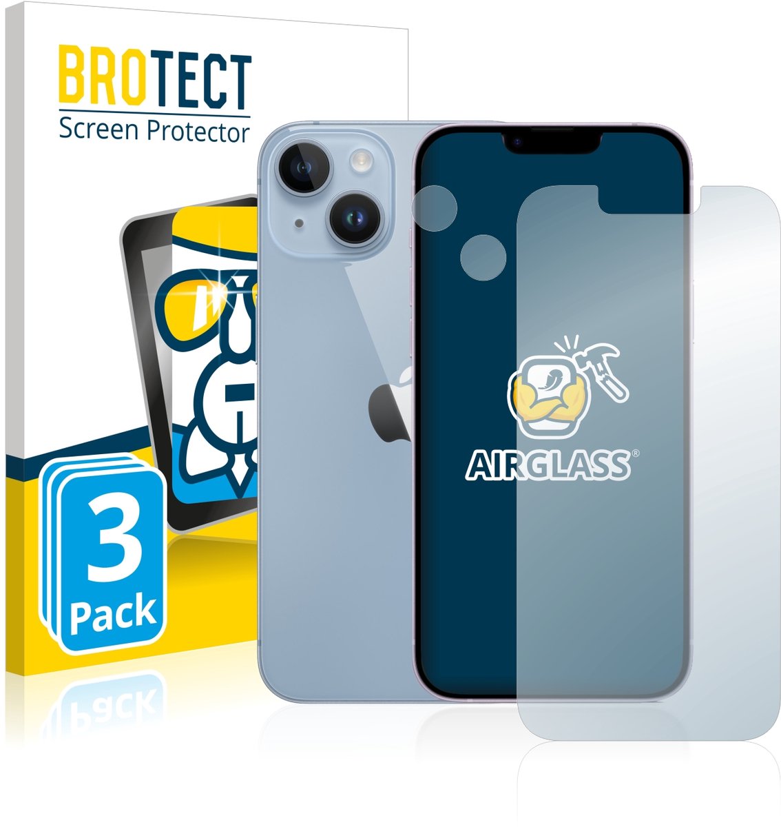 Screenprotector 3 Stuks voor Apple iPhone 14 (Voor+Camera) Beschermglas transparant