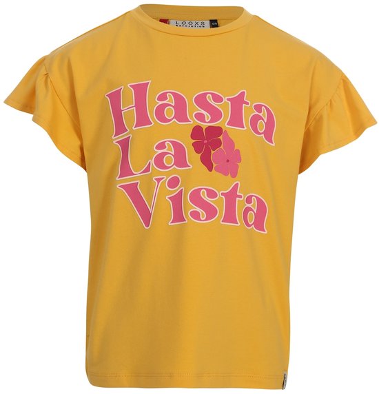 LOOXS Little 2612-7435-513 T-Shirt Filles - Taille 128 - Jaune de 95% coton 5% élasthane