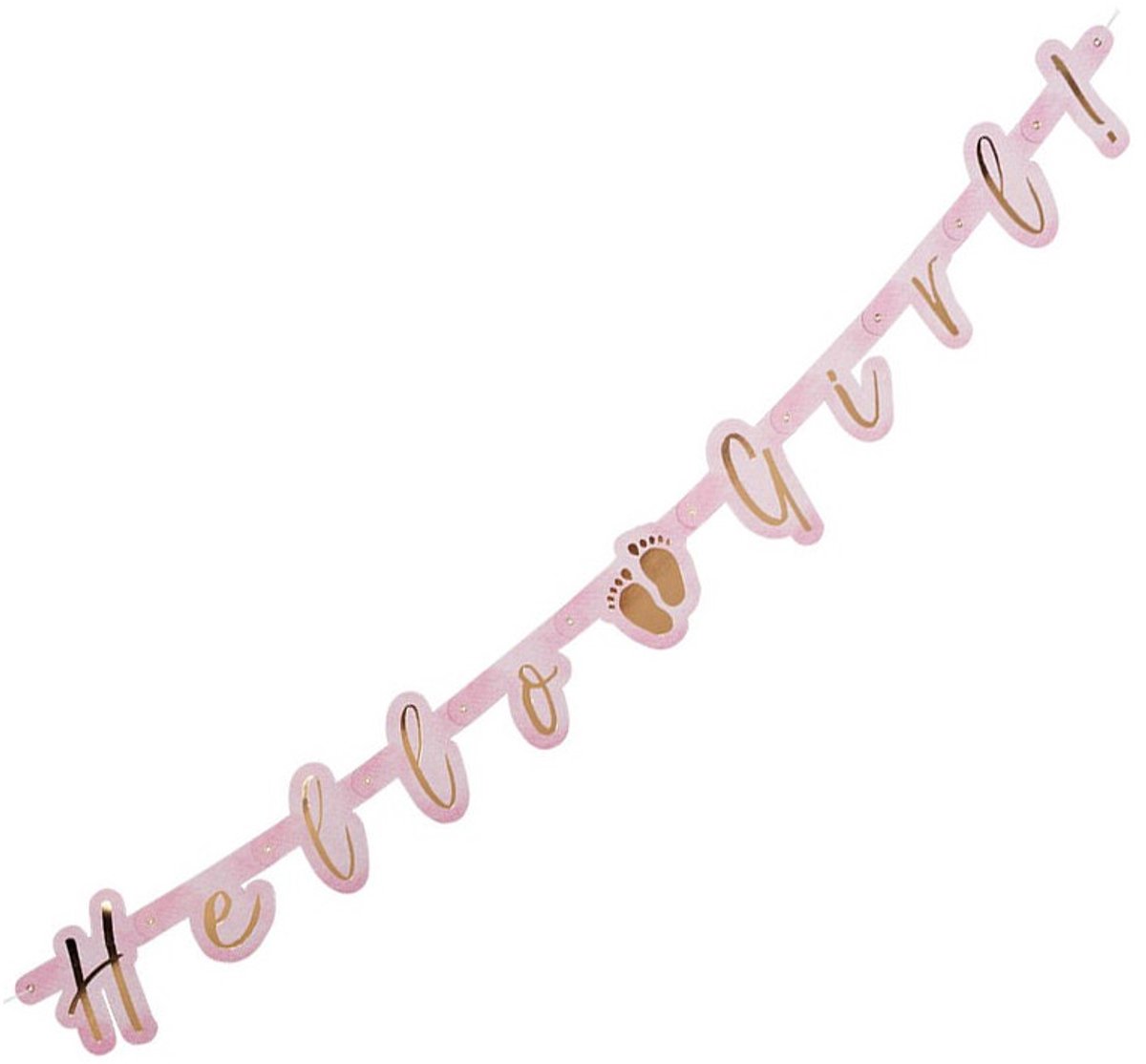 Slinger hello boy - Baby geboren - Meisjes - Kraamcadeau - Kraamvisite - Hello girl banner - Geboorte decoratie - Babyshower versiering - 143 cm - Roze - Jonyx