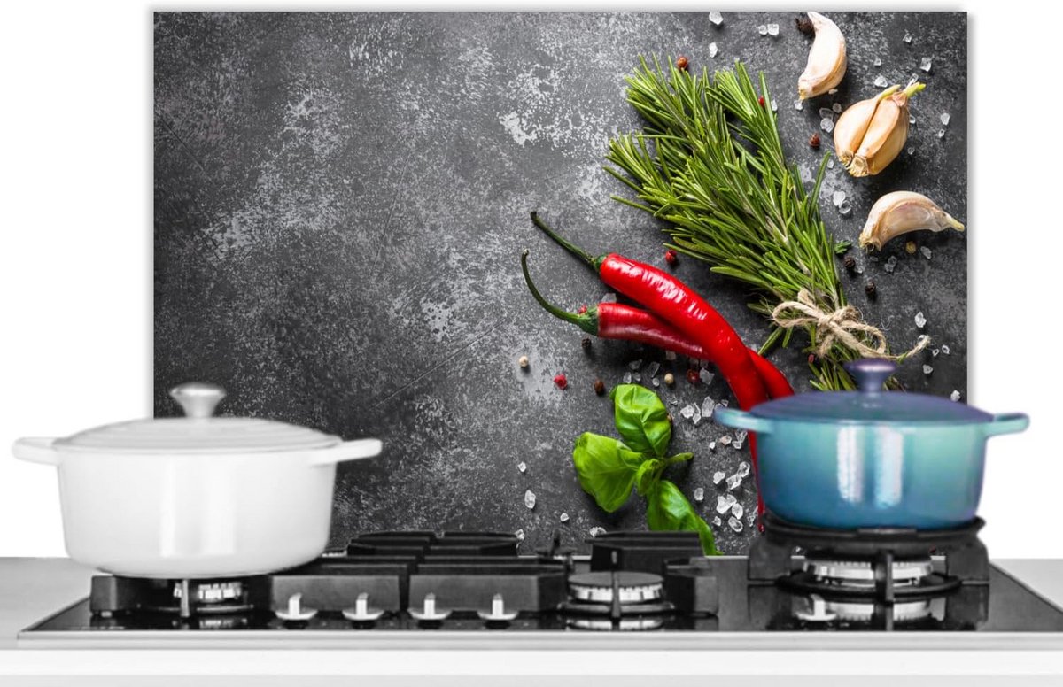 Hittebestendig Spatscherm Keuken 70x50 cm voor Kookplaat Betonlook