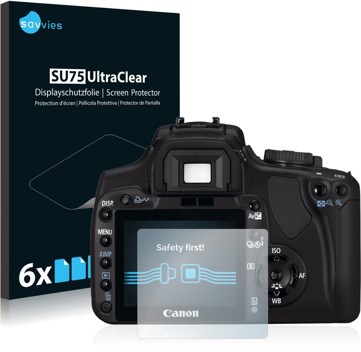 Savvies - Screenprotector voor Canon EOS 400D - Folie Beschermfolie transparant 6 Stuks