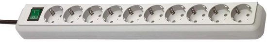Eco-Line stekkerdoos met schakelaar 10-voudig lichtgrijs 3m H05VV-F 3G1,5