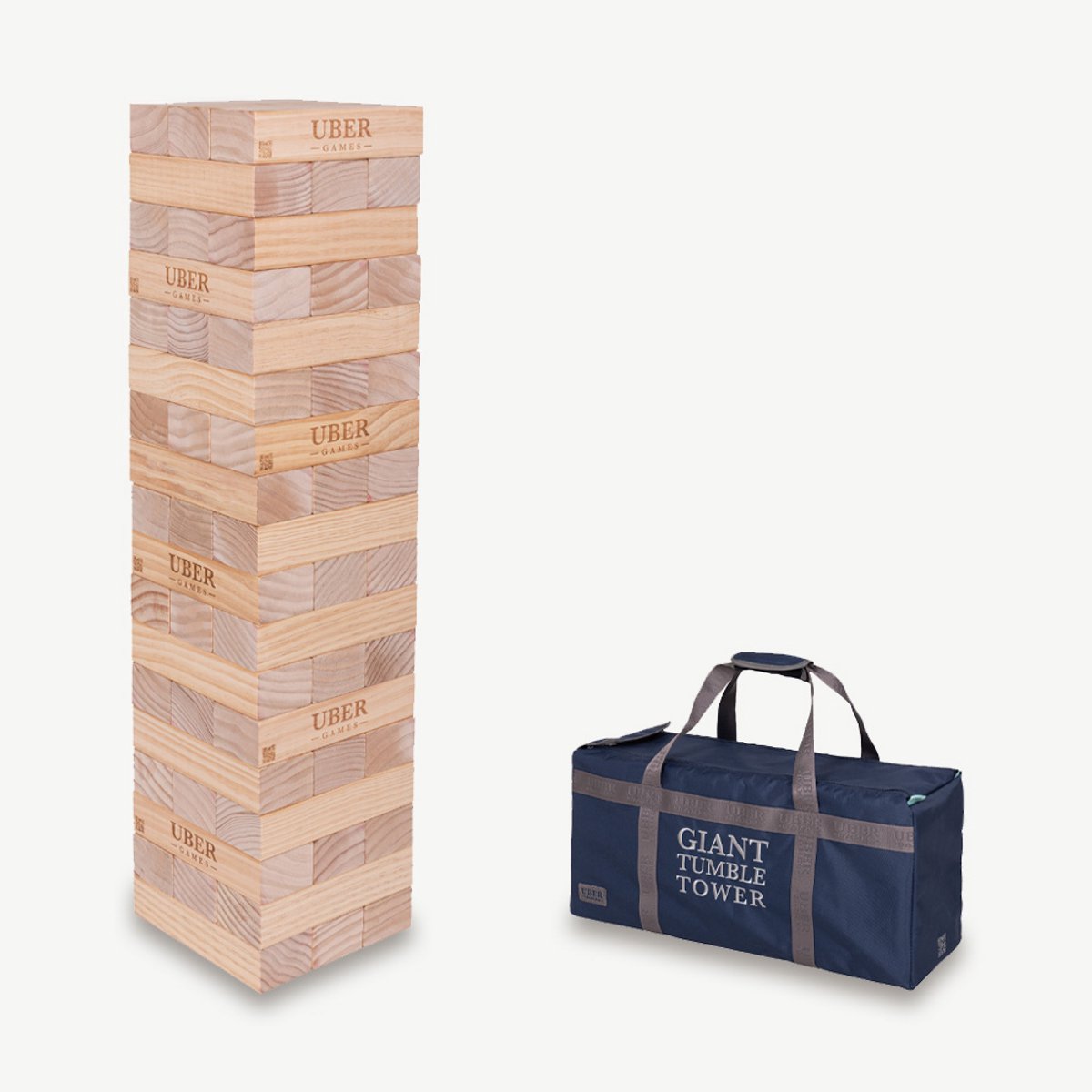 Stapeltoren spel - Tactisch spel - Giant - 21 KG - tot 150 cm hoog - ECO Pijnhout Topkwaliteit - Designed in England - In Stevige Draagtas