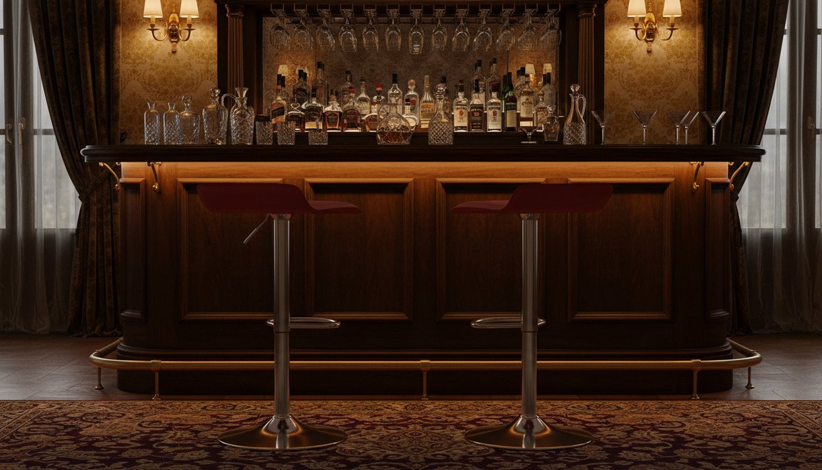 Verstelbare Barkrukken Set van 2 – House&Garden Elegance 360° Draaibare Barstoelen – In Hoogte Verstelbaar 57,5–79 cm – Bordeaux Kunstleer – Metaal Zilver – Keukeneiland, Bar & Café