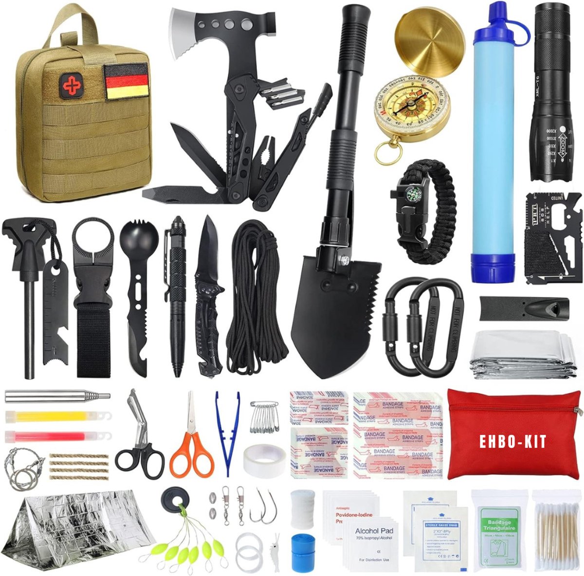 RWB® Noodpakket Rampenrugzak - Noodpakketten - Noodpakket - 180 Delige Set - EHBO Kit - Zwart -18cm x 15cm x 12cm