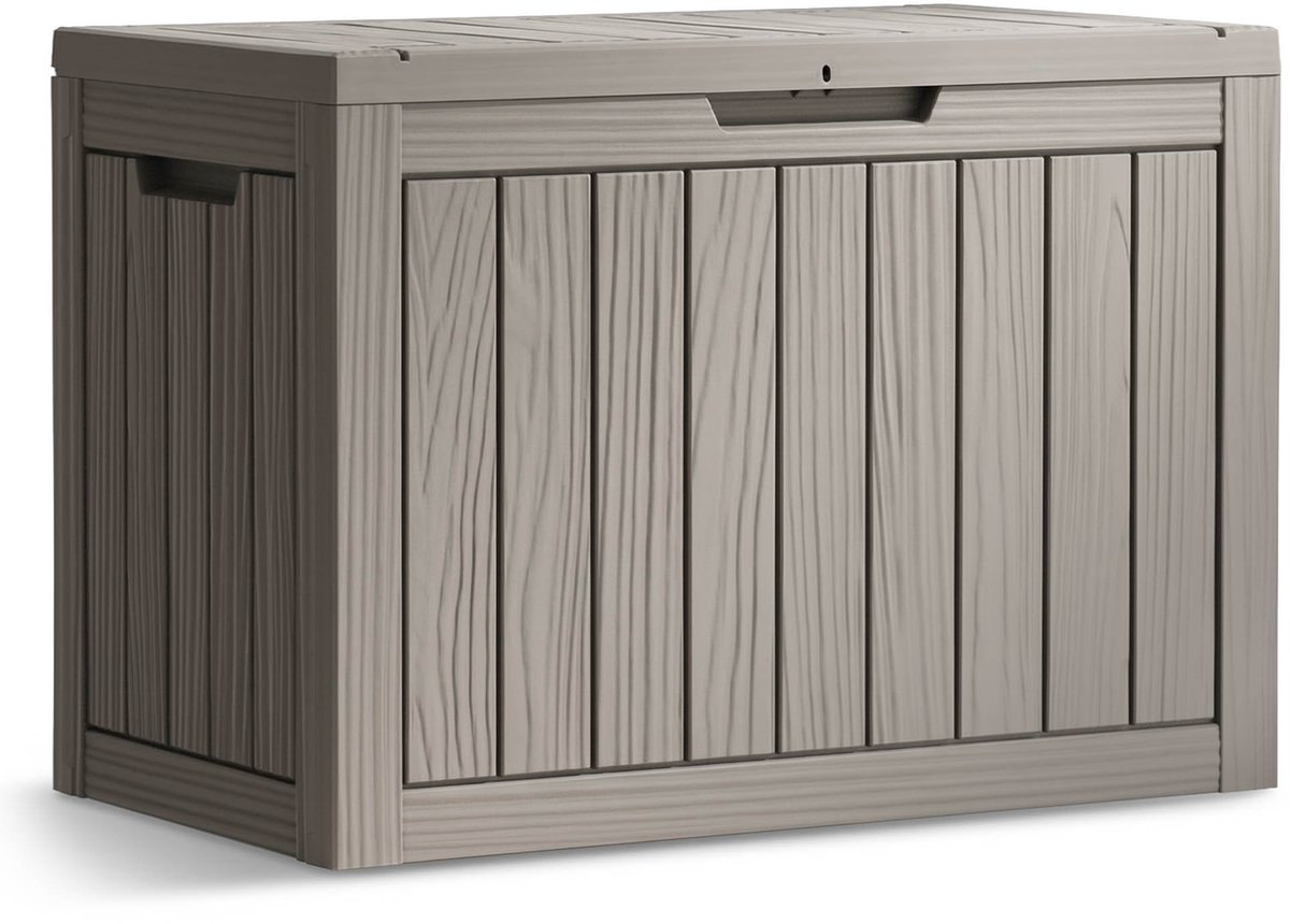Tuinkist / Afsluitbaar Tuinbox / Balkonbox / Opbergbox Buiten / Tuinkussenbox / Opbergkist Tuin / Opbergbox met Deksel / 170 l / Grijs / 77,5 x 55,5 x 43 cm