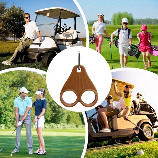 Golfbalhouder - Opbergknop - Golfsport Accessoire - Siliconen met clip - 15 x 10.2 cm - Bruin — afbeelding 3
