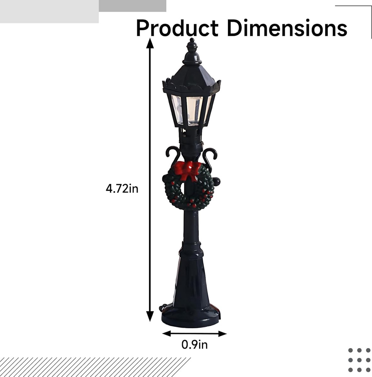 Straatlantaarn Decoratie - Miniatuur Lampjes - Kerstdorp Verfraaien - Set van Acht - 47 Inch Hoog - Zwart – foto 5