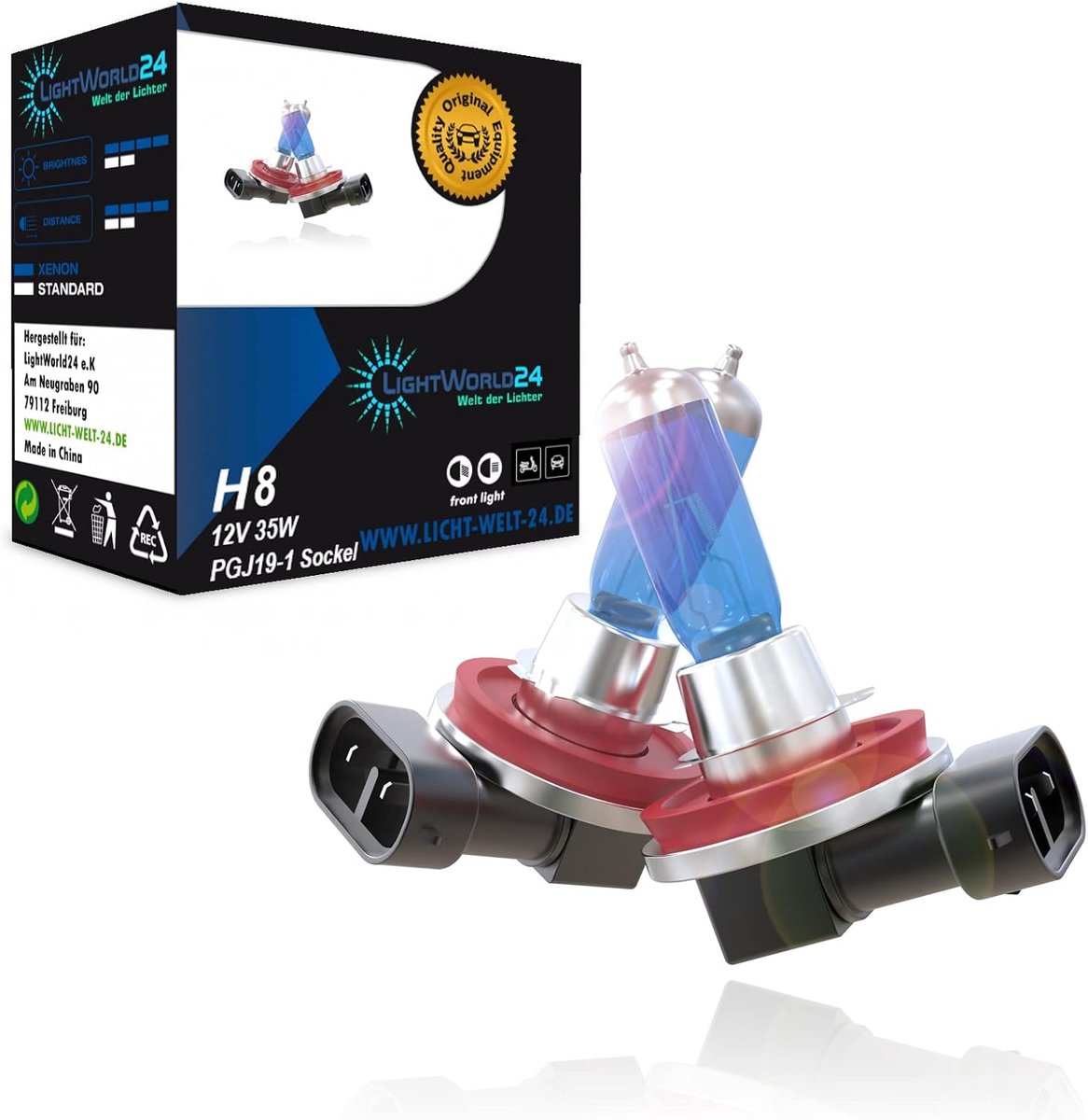 Halogeenlampen Set - Xenon Look Lampen - Dimlicht Mistlampen - Super Wit 6000K - H8 12V 35W - Koud Wit