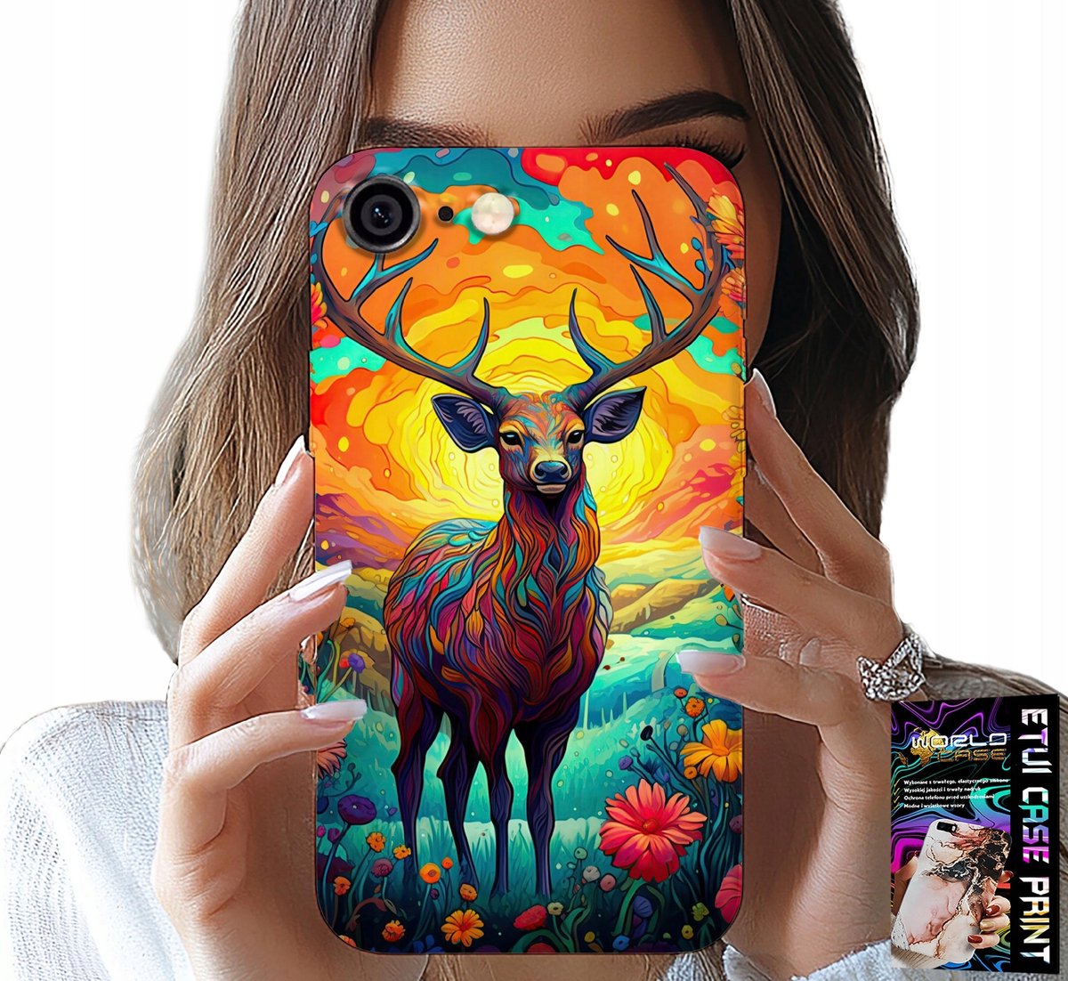 iPhone 6 / 6S hoesje - Kleurrijke patronen: hert, eland, bosdieren