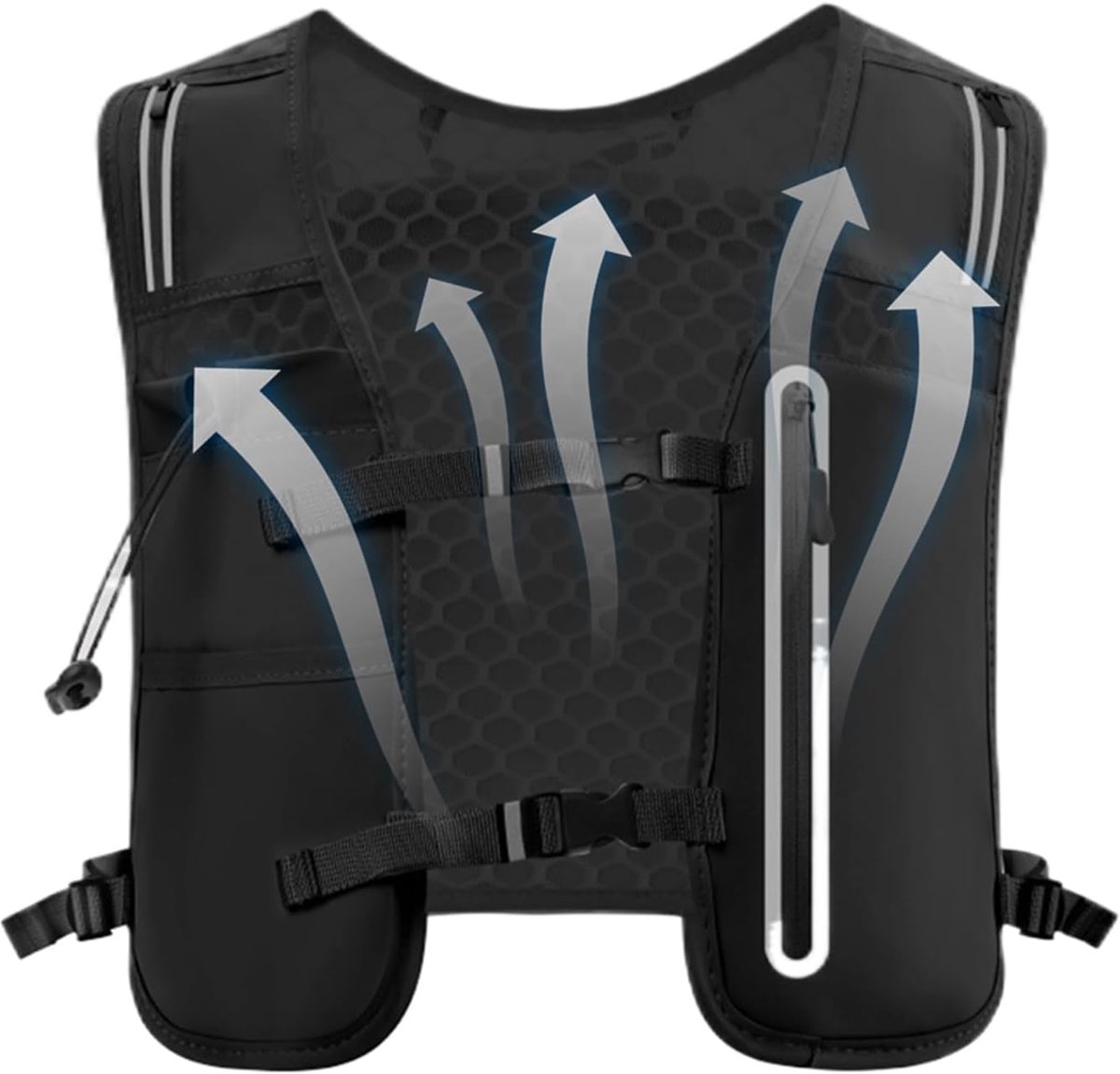 Sport Drinkrugzak - Water Vest - Outdoor Sporten - Verstelbare Borstbanden - 4 Liter Capaciteit - Zwart