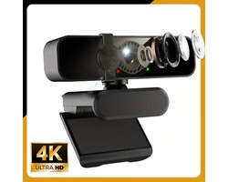 4K Webcam met Microfoon & Privacy Cover – 360° Draaibare USB Camera voor PC & Laptop