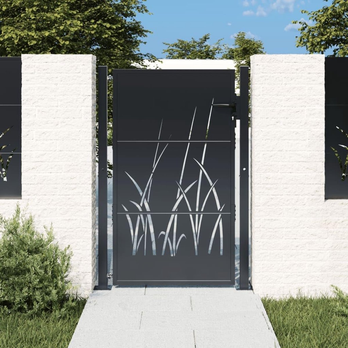Tuinpoort Staal - Hekpoort Grasdesign - Toegang Afscheiding - Duurzaam Elegant - 105x130cm